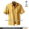 mens yellow linen short sleeve casual shirt